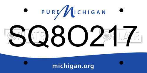 SQ8O217 Michigan License Plate