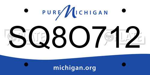 SQ8O712 Michigan License Plate