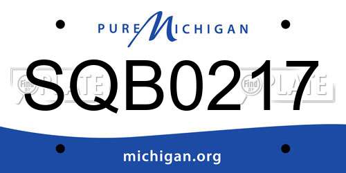 SQB0217 Michigan License Plate