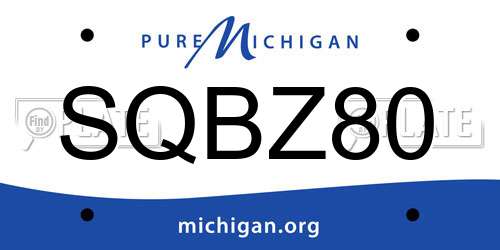 SQBZ80 Michigan License Plate