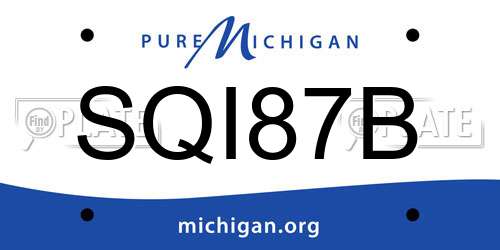SQI87B Michigan License Plate