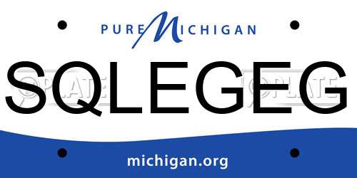 SQLEGEG Michigan License Plate
