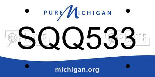 SQQ533 Michigan License Plate