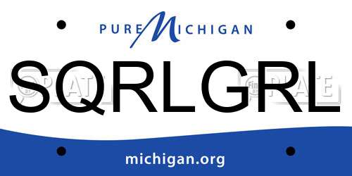 SQRLGRL Michigan License Plate