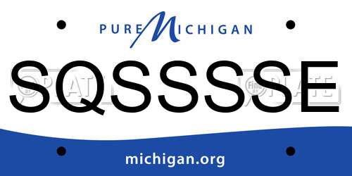 SQSSSSE Michigan License Plate