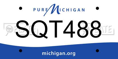 SQT488 Michigan License Plate