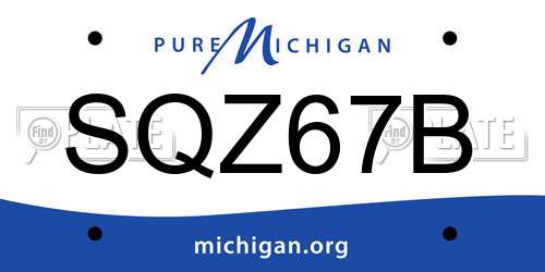 SQZ67B Michigan License Plate