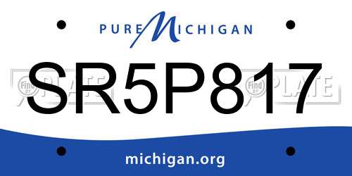 SR5P817 Michigan License Plate