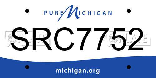 SRC7752 Michigan License Plate