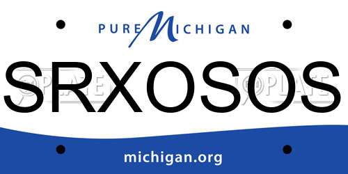 SRXOSOS Michigan License Plate