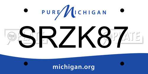 SRZK87 Michigan License Plate