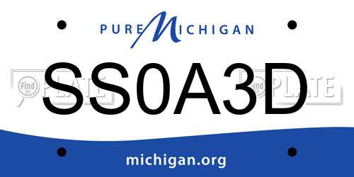 SS0A3D Michigan License Plate
