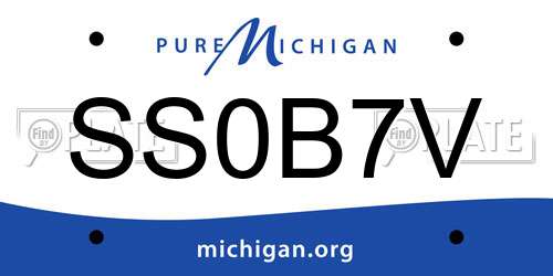 SS0B7V Michigan License Plate
