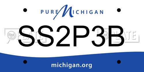 SS2P3B Michigan License Plate