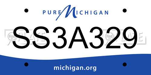 SS3A329 Michigan License Plate