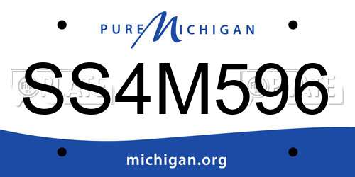 SS4M596 Michigan License Plate