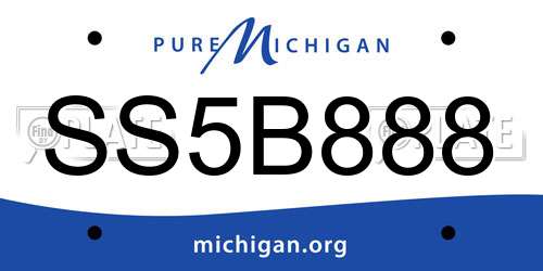 SS5B888 Michigan License Plate