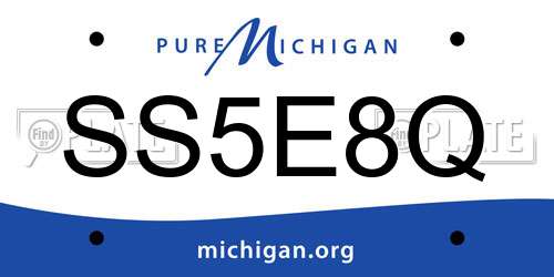 SS5E8Q Michigan License Plate
