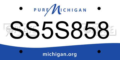 SS5S858 Michigan License Plate