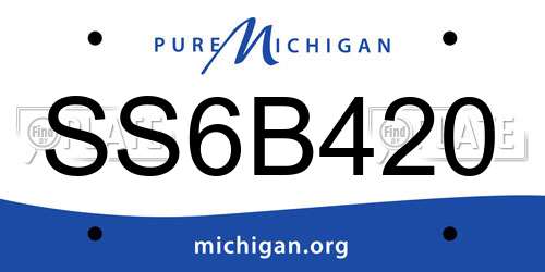 SS6B420 Michigan License Plate