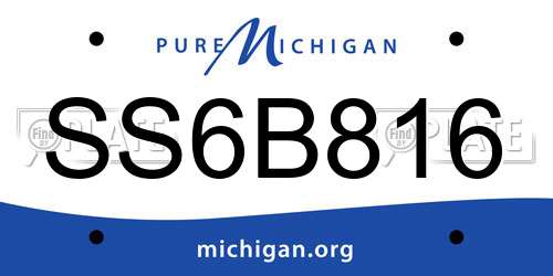 SS6B816 Michigan License Plate