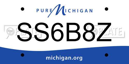 SS6B8Z Michigan License Plate