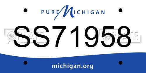 SS71958 Michigan License Plate