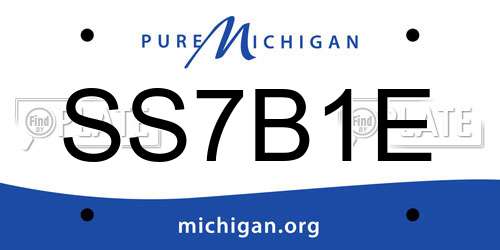 SS7B1E Michigan License Plate