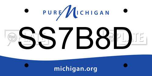 SS7B8D Michigan License Plate