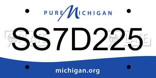 SS7D225 Michigan License Plate