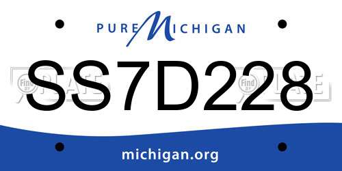 SS7D228 Michigan License Plate