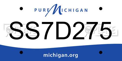 SS7D275 Michigan License Plate