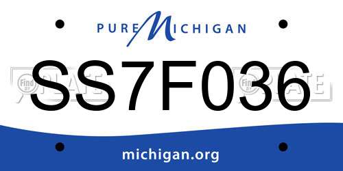SS7F036 Michigan License Plate