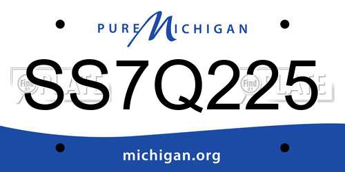 SS7Q225 Michigan License Plate