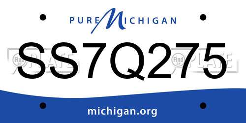 SS7Q275 Michigan License Plate