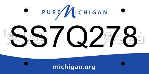 SS7Q278 Michigan License Plate