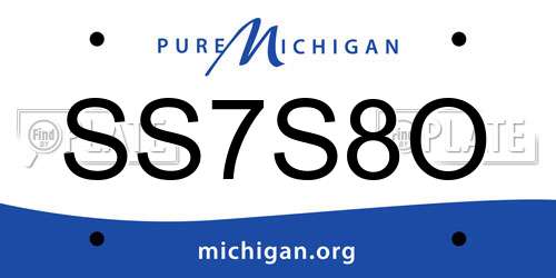 SS7S8O Michigan License Plate