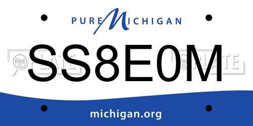 SS8E0M Michigan License Plate
