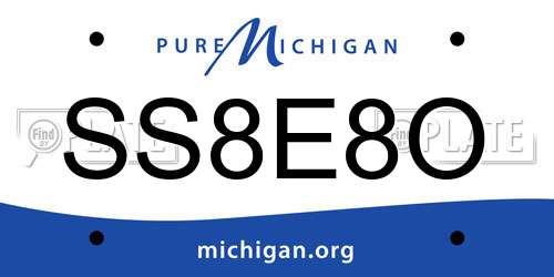 SS8E8O Michigan License Plate