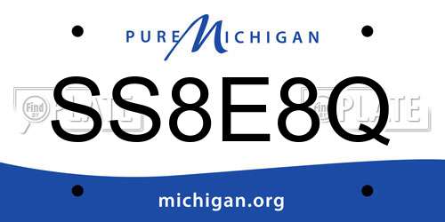 SS8E8Q Michigan License Plate