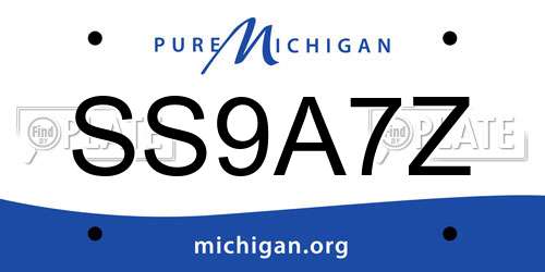 SS9A7Z Michigan License Plate
