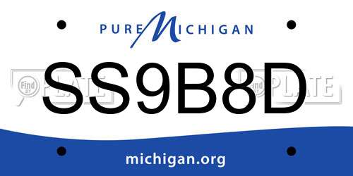 SS9B8D Michigan License Plate