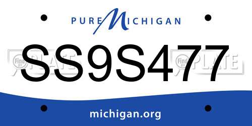 SS9S477 Michigan License Plate