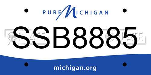 SSB8885 Michigan License Plate