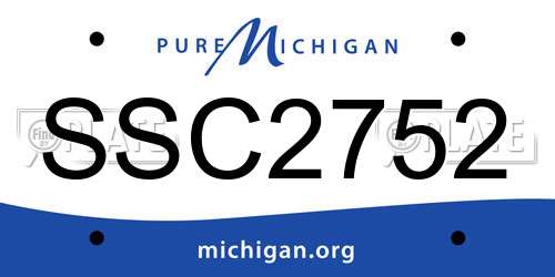 SSC2752 Michigan License Plate