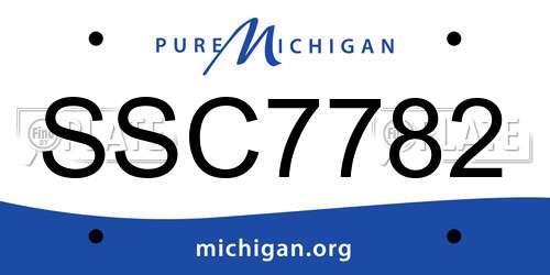 SSC7782 Michigan License Plate