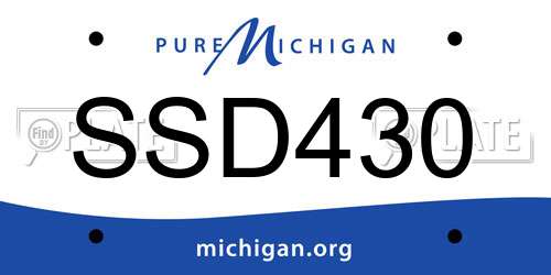 SSD430 Michigan License Plate