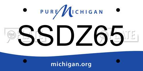 SSDZ65 Michigan License Plate