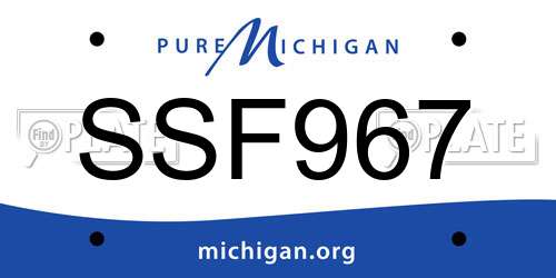 SSF967 Michigan License Plate