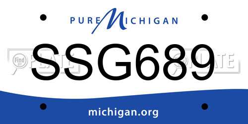 SSG689 Michigan License Plate